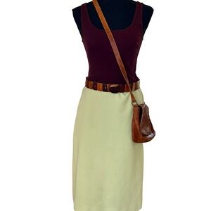 Vintage 1970s Light Green Midi A Line Skirt - Size L Summer- Spring